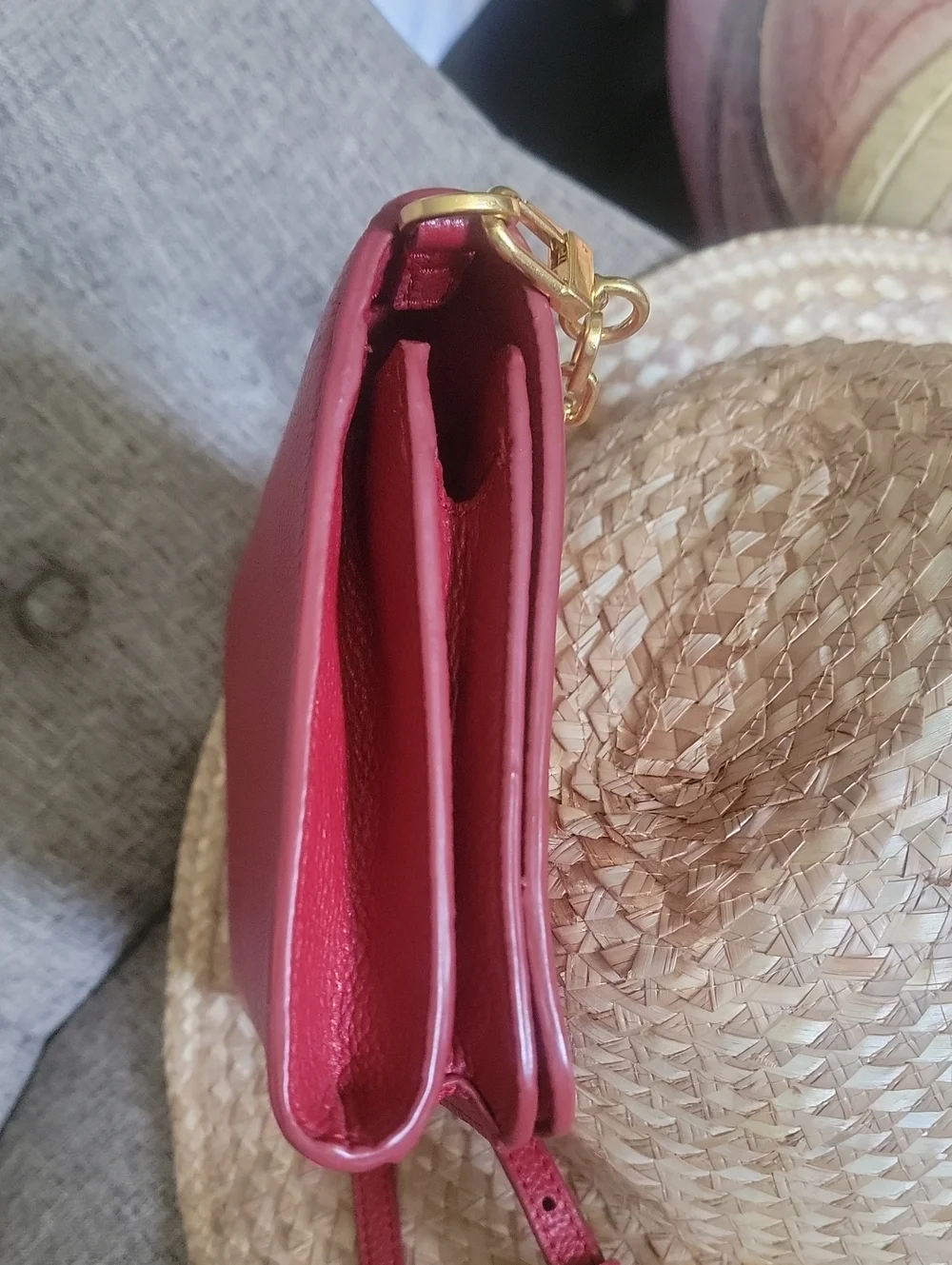 Tory Burch Red Leather Gold Chain Shoulder Bag - Rare Medium Size